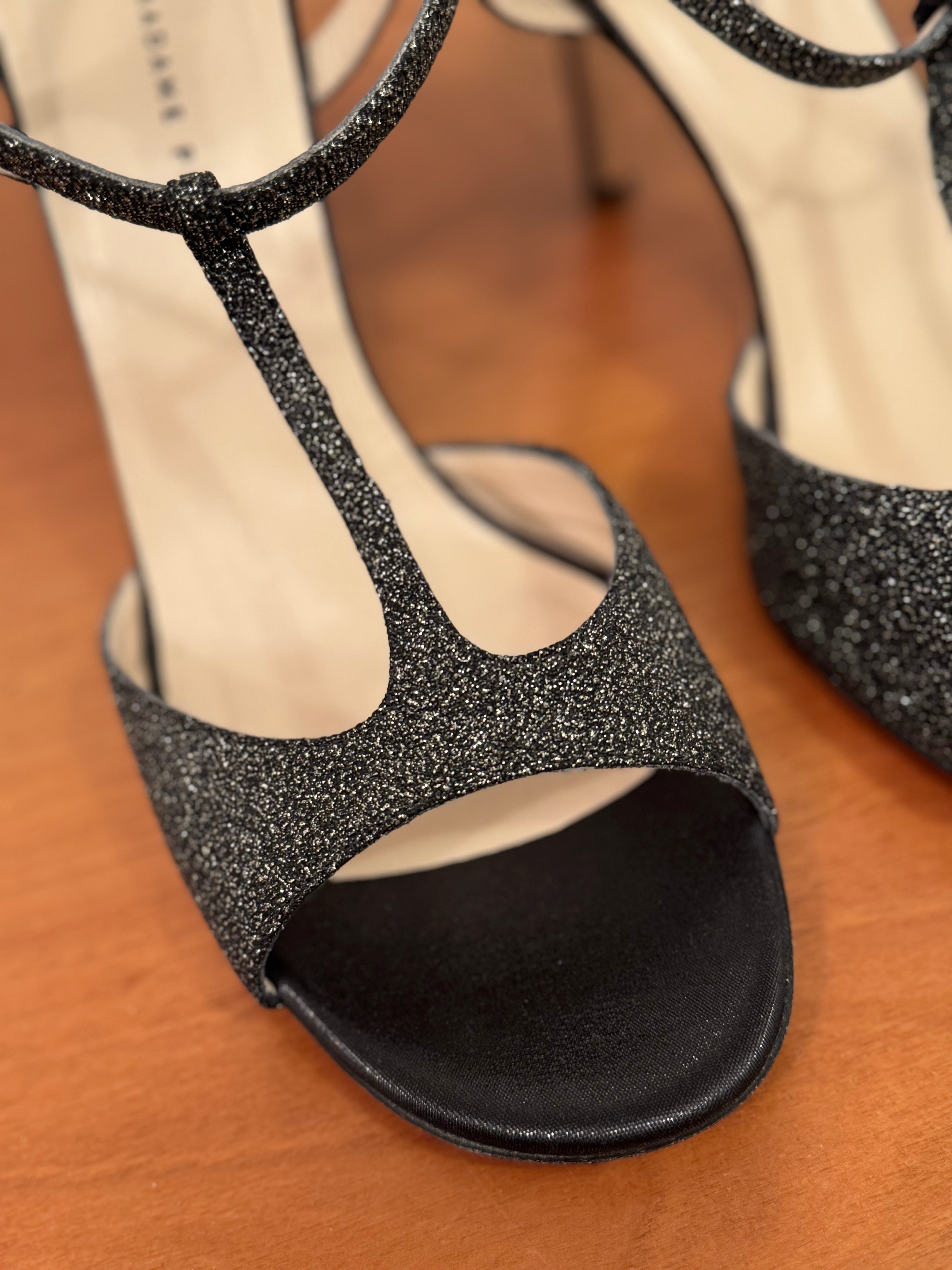 FEDRA Pelle Glitterata Nero e Champagne