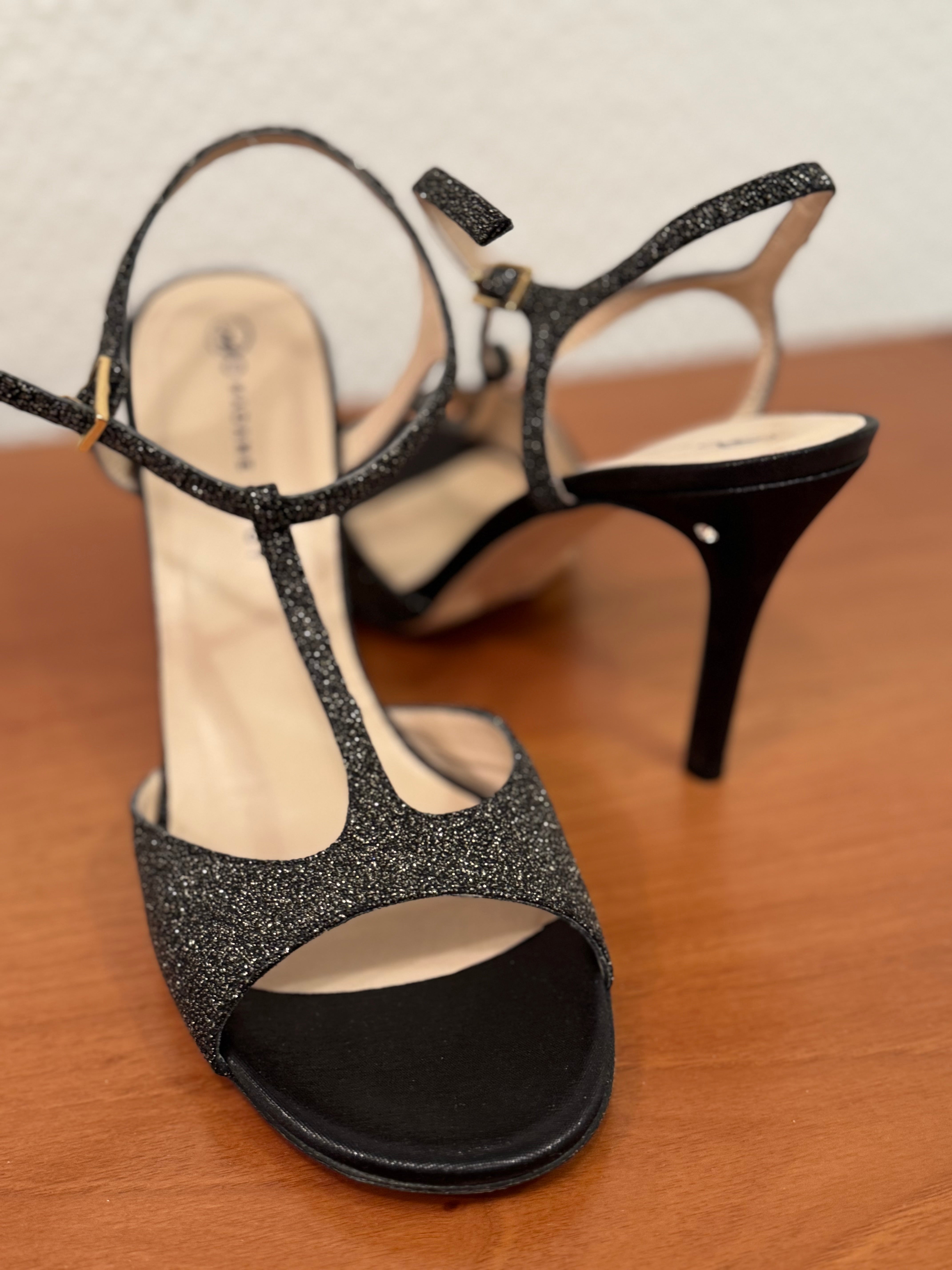 FEDRA Pelle Glitterata Nero e Champagne