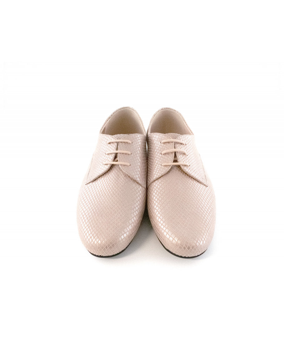 DERBIES Wildleder mit Prägung in Beige-Rosa