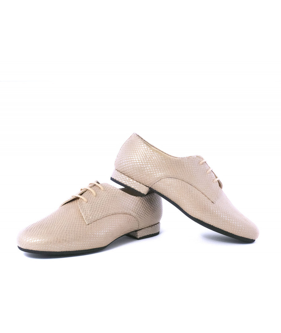 DERBIES Wildleder mit Prägung in Beige-Rosa