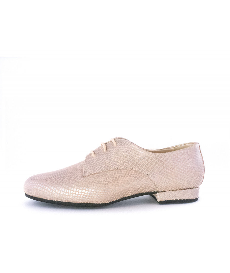 DERBIES Wildleder mit Prägung in Beige-Rosa