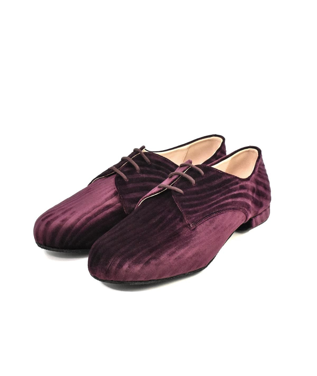 DERBIES Samt Bordeaux