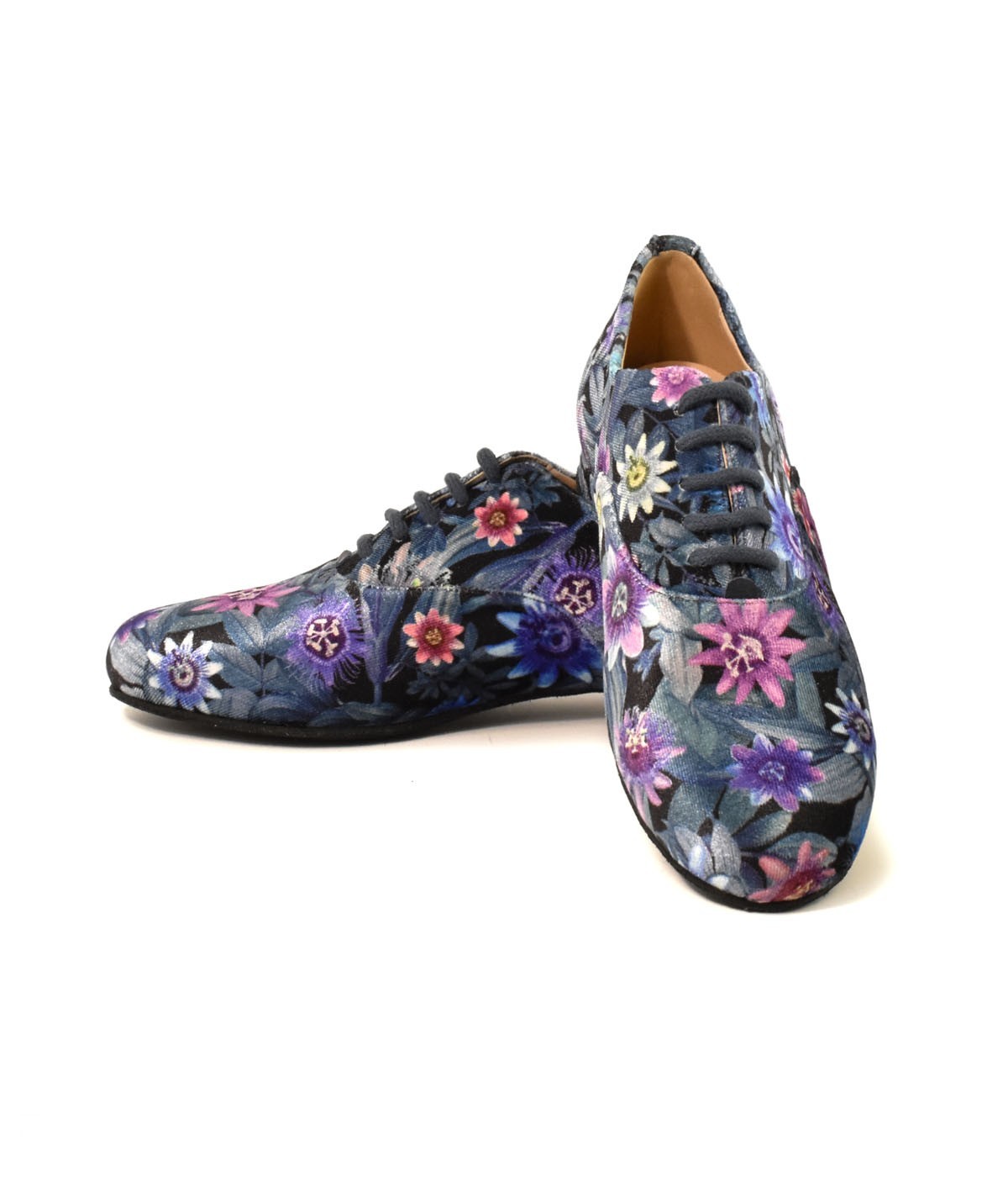 FRANCINE Samt mit Blumenmuster auf Blau