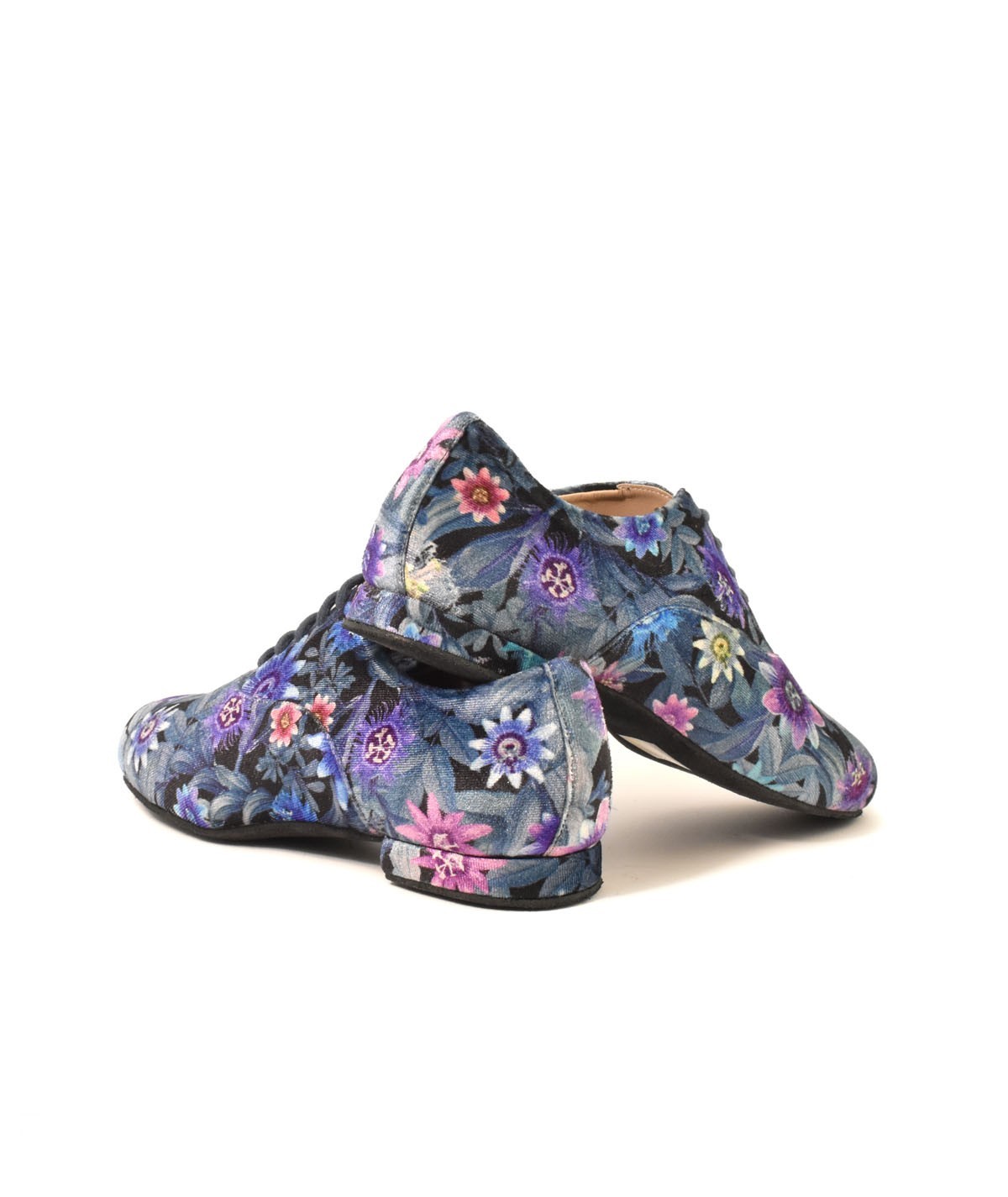 FRANCINE Samt mit Blumenmuster auf Blau