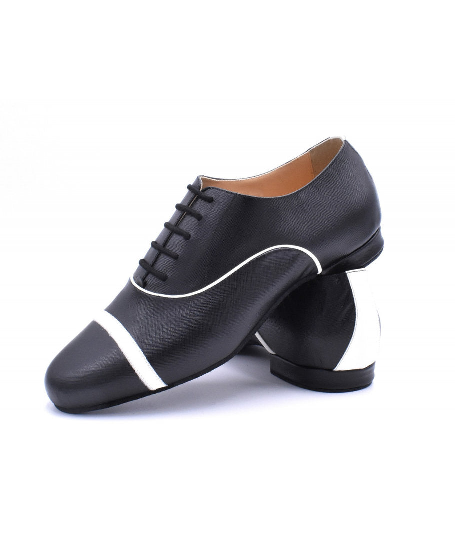GAVIN Leder schwarz mit Details in Leder weiss