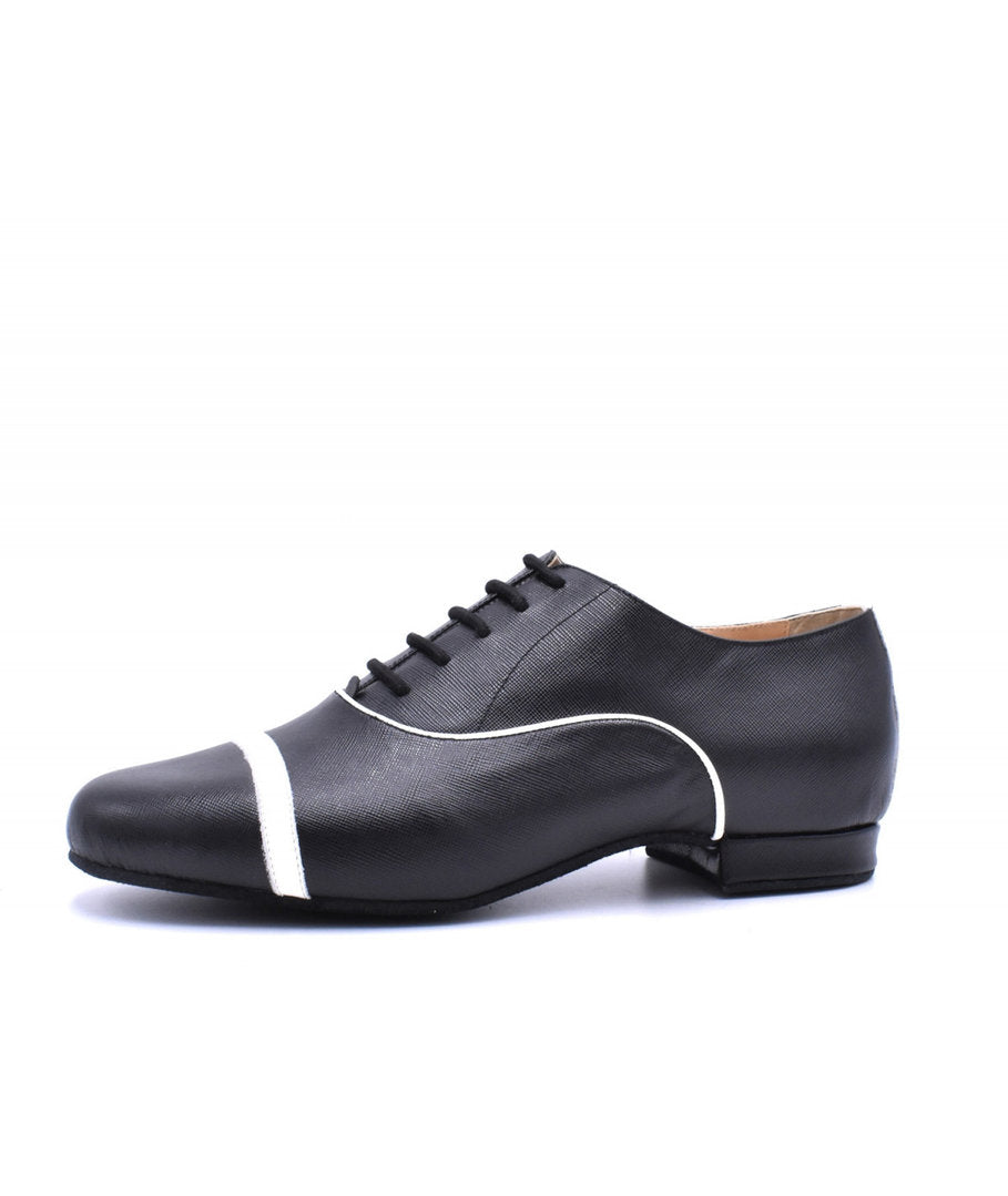 GAVIN Leder schwarz mit Details in Leder weiss