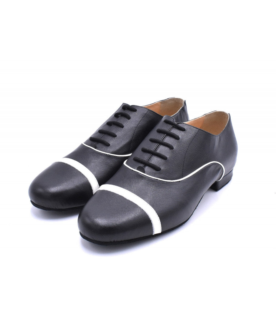 GAVIN Leder schwarz mit Details in Leder weiss