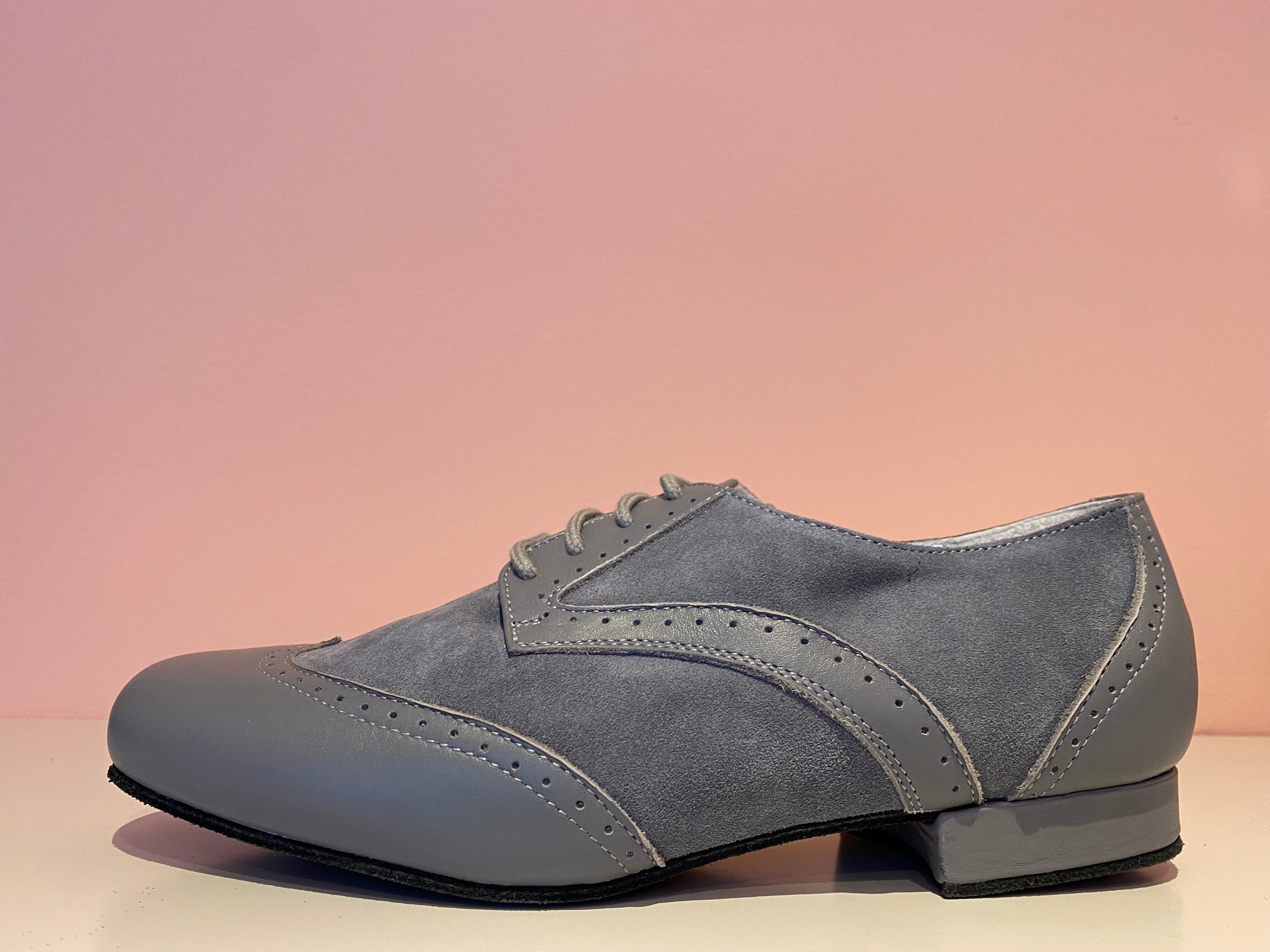 DERBY OXFORD Pelle e Camoscio Grigio