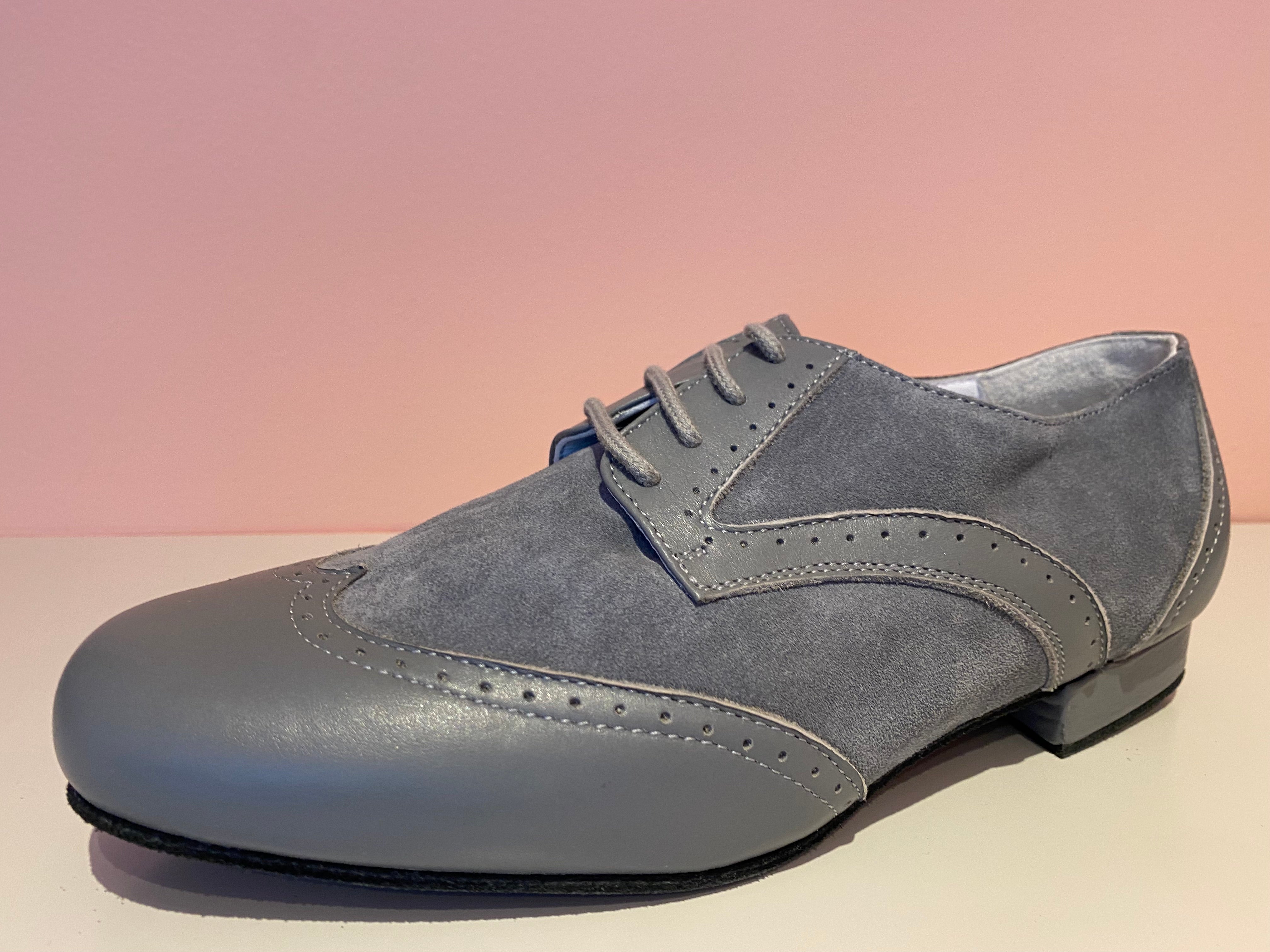 DERBY OXFORD Pelle e Camoscio Grigio