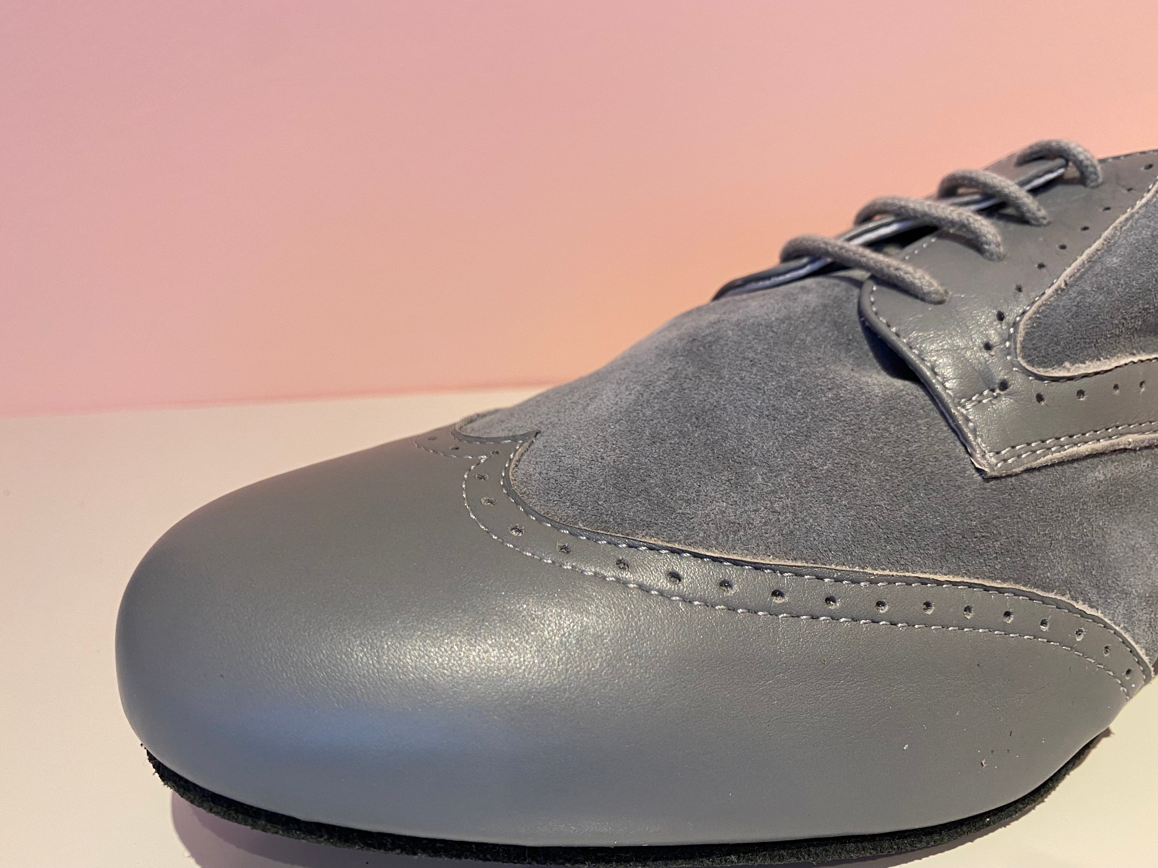 DERBY OXFORD Pelle e Camoscio Grigio