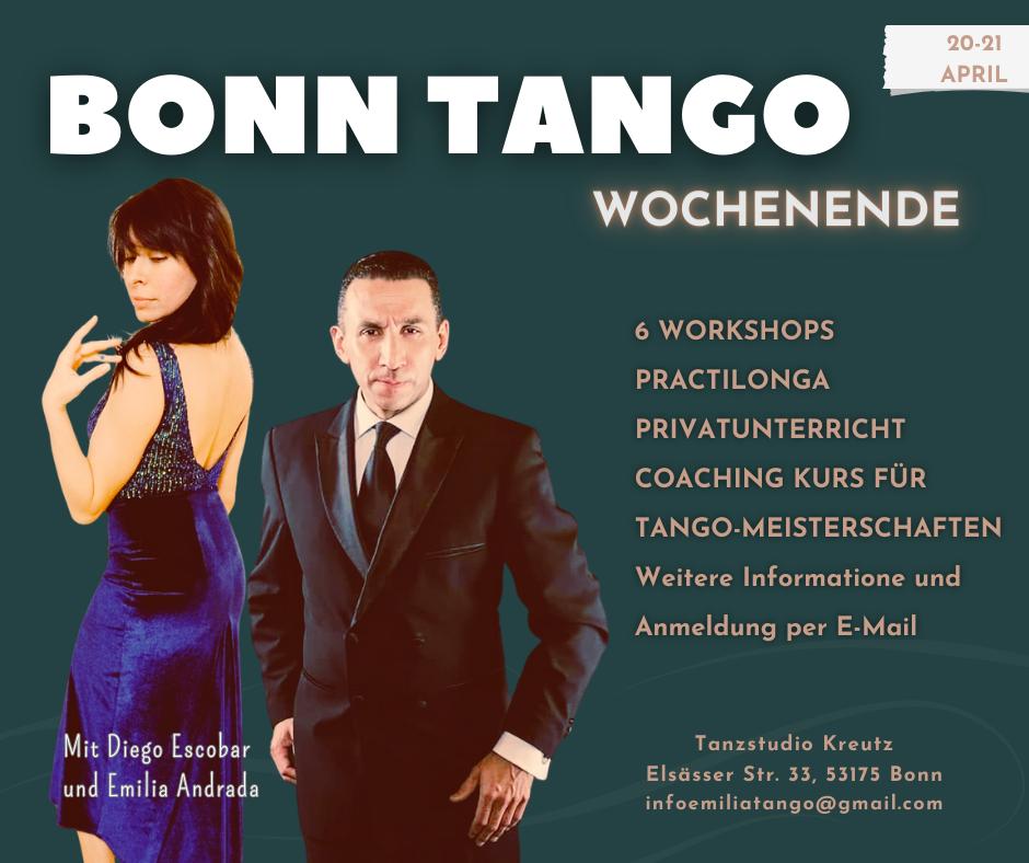 Tango in Bonn - April 2024 mit Emilia Andrada (Arg.)  und  Gastlehrer Diego Escobar (Arg.)