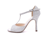 FEDORA Glitter Lamé Argento - Wildledersohle