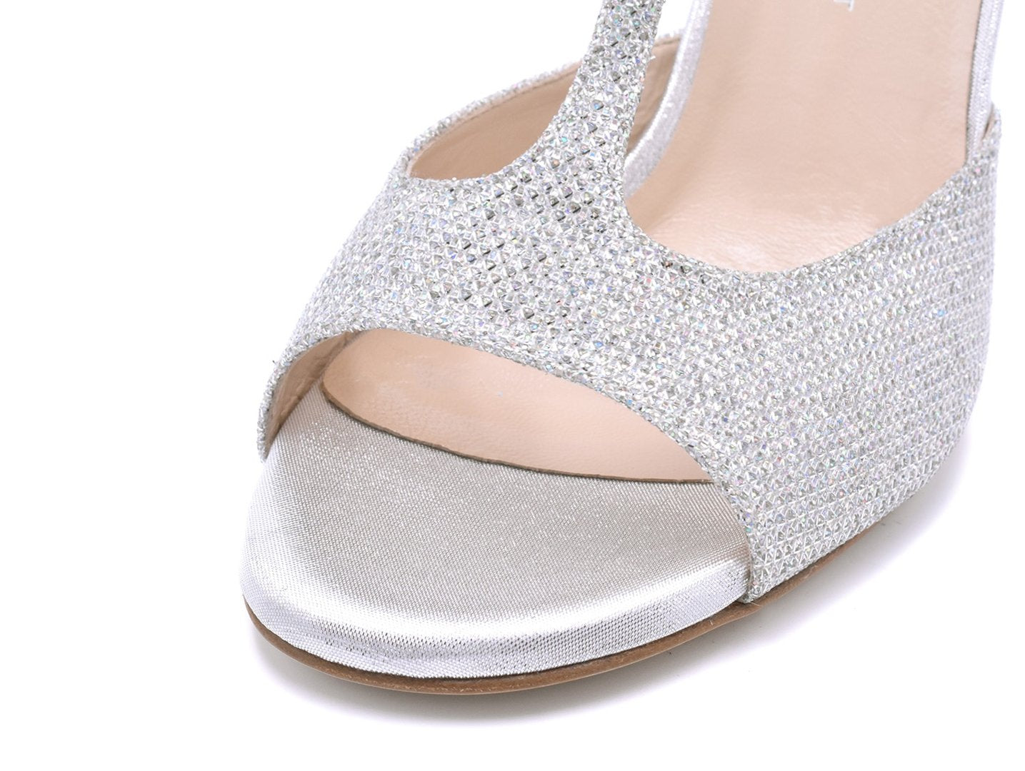 FEDORA Glitter Lamé Argento - Wildledersohle