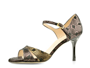 DENISE Camoscio Laminato Nero Bronzo